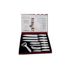 Royalty Line RL-WHT7-W: 7 Pieces of Non-Stick Coating Knives Set w/ Peeler-White