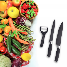 Royalty Line RL-BLK7-W: 7 Pieces Non-Stick Coating Knives Set w/ Peeler-Black Royalty Line RL-BLK7-W: 7 Pieces Non-Stick Coating Knives Set w/ Peeler-Black