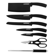 Herzberg 8 Pieces Knife Set with Acrylic Stand-Black Herzberg 8 Pieces Knife Set with Acrylic Stand-Black
