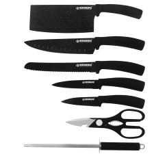 Herzberg 8 Pieces Knife Set with Acrylic Stand - Black Marble Herzberg 8 Pieces Knife Set with Acrylic Stand - Black Marble