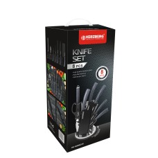 Herzberg 8 Pieces Knife Set with Acrylic Stand - Carbon Herzberg 8 Pieces Knife Set with Acrylic Stand - Carbon
