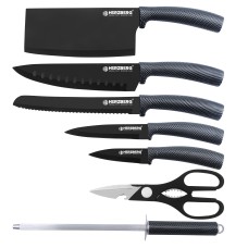 Herzberg 8 Pieces Knife Set with Acrylic Stand - Carbon Herzberg 8 Pieces Knife Set with Acrylic Stand - Carbon