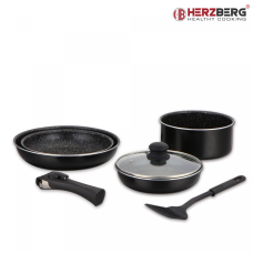 Herzberg HG-8090-7BK: 7-Pieces Marble Coated Cookware Set Herzberg HG-8090-7BK: 7-Pieces Marble Coated Cookware Set