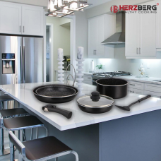 Herzberg HG-8090-7BK: 7-Pieces Marble Coated Cookware Set Herzberg HG-8090-7BK: 7-Pieces Marble Coated Cookware Set