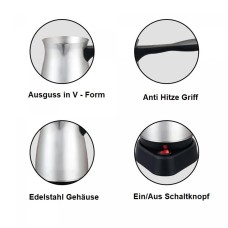 Cheffinger CF-ECMO.6:600ml Electric Stainless Steel Turkish Espresso Coffee maker Cheffinger CF-ECMO.6:600ml Electric Stainless Steel Turkish Espresso Coffee maker