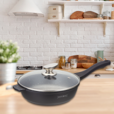 Royalty Line RL-BDF24-M: 24cm Marble Coated Cooking Pan w/ Glass Lid Royalty Line RL-BDF24-M: 24cm Marble Coated Cooking Pan w/ Glass Lid