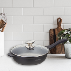 Royalty Line RL-BDF24-M: 24cm Marble Coated Cooking Pan w/ Glass Lid Royalty Line RL-BDF24-M: 24cm Marble Coated Cooking Pan w/ Glass Lid