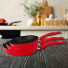 Royalty Line RL-FM3F: Marble Coating Forged Aluminum 3 Pieces Fry Pan Set Red Royalty Line RL-FM3F: Marble Coating Forged Aluminum 3 Pieces Fry Pan Set Red