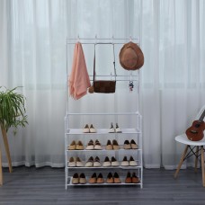 Herzberg Segmented Hallstand Clothes Hanger with 4 Shelves Shoe Rack - 80x155cm Herzberg Segmented Hallstand Clothes Hanger with 4 Shelves Shoe Rack - 80x155cm