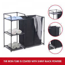 Herzberg HG-04531: 2 Detachable Bag Laundry Sorter with 3-Tier Storage Shelf Herzberg HG-04531: 2 Detachable Bag Laundry Sorter with 3-Tier Storage Shelf
