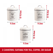 Herzberg HG-04418: 4 Pieces Vintage Bread Box and Canister Set - Matte Cream