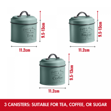 Herzberg HG-04425: 4 Pieces Vintage Bread Box and Canister Set - Sage Green Herzberg HG-04425: 4 Pieces Vintage Bread Box and Canister Set - Sage Green