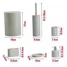 Herzberg HG-04449: 6 Pieces Bamboo Bathroom Set - Sage Green Herzberg HG-04449: 6 Pieces Bamboo Bathroom Set - Sage Green