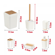 Herzberg HG-04463: 6 Pieces Bamboo Bathroom Set - Matte Cream Herzberg HG-04463: 6 Pieces Bamboo Bathroom Set - Matte Cream