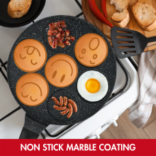 Herzberg HG-CP267SML: 26cm Marble Coated Pancake & Crepe Pan - 7 Smiley Emoji Herzberg HG-CP267SML: 26cm Marble Coated Pancake & Crepe Pan - 7 Smiley Emoji