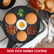 Herzberg HG-CP267HO: 26cm Marble Coated Pancake & Crepe Pan - 7 Plain Slot Herzberg HG-CP267HO: 26cm Marble Coated Pancake & Crepe Pan - 7 Plain Slot