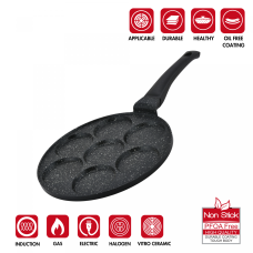 Herzberg HG-CP267HO: 26cm Marble Coated Pancake & Crepe Pan - 7 Plain Slot Herzberg HG-CP267HO: 26cm Marble Coated Pancake & Crepe Pan - 7 Plain Slot