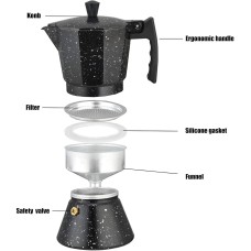 Eisenbach LSS06:Aluminum Espresso Moka Pot Coffee Maker - 6 Cups