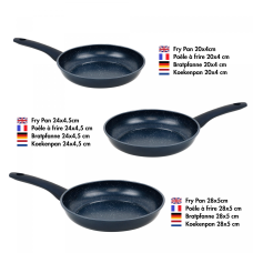 Herzberg HG-04777BLU: 3 Pieces Marble Coated Forged Frying Pan Set - Blue Herzberg HG-04777BLU: 3 Pieces Marble Coated Forged Frying Pan Set - Blue