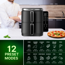 Comfy Nest CN-06177: 2800W Double Basket Air Fryer with Digital Folding Side Panel - 11L Comfy Nest CN-06177: 2800W Double Basket Air Fryer with Digital Folding Side Panel - 11L