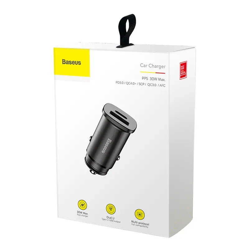 Ładowarka samochodowa Baseus Square PPS QC4.0 / PD3.0 5A 30W (czarna)