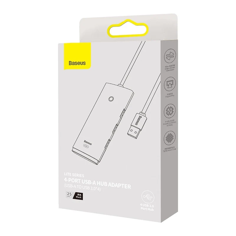 Baseus Lite Series Hub 4in1 USB to 4x USB 3.0, 25cm (Black) Baseus Lite Series Hub 4in1 USB to 4x USB 3.0, 25cm (Black)