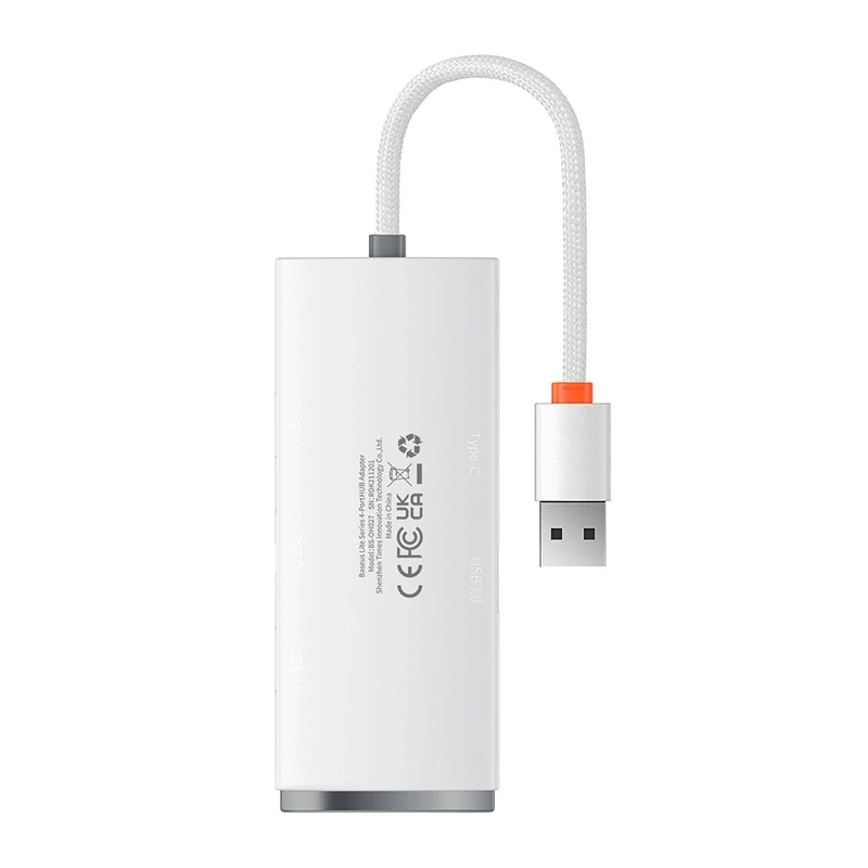 Baseus Lite Series Hub 4in1 USB to 4x USB 3.0, 25cm (White) Baseus Lite Series Hub 4in1 USB to 4x USB 3.0, 25cm (White)