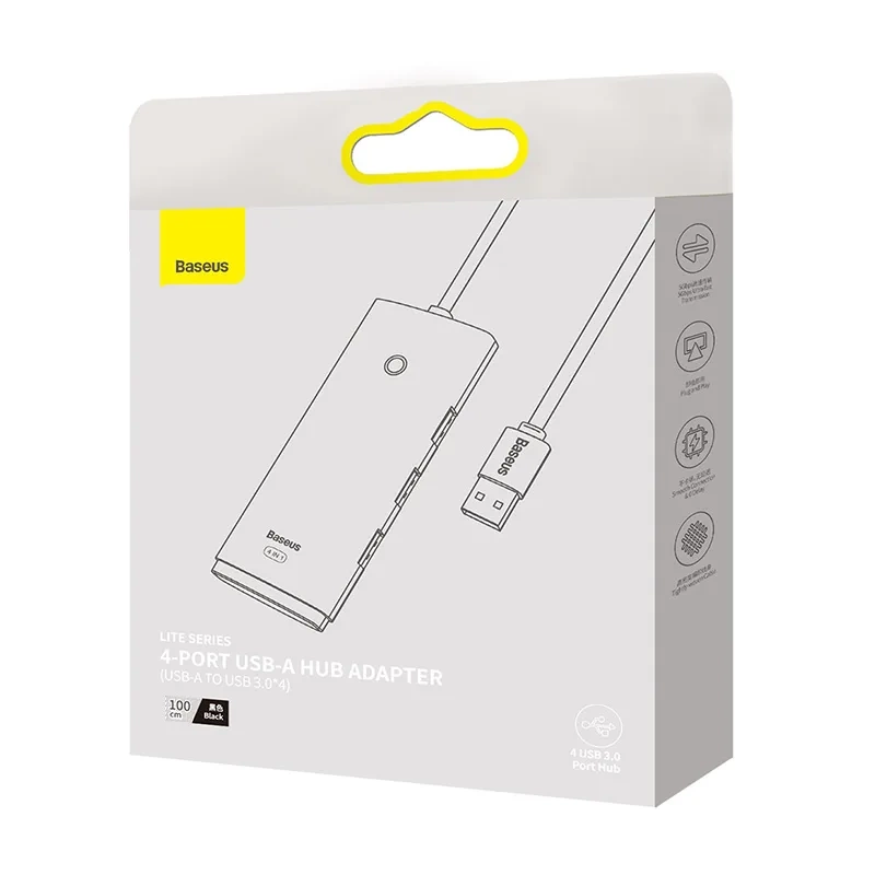Hub 4in1 Baseus Lite Series USB to 4x USB 3.0, 1m (Black) Hub 4in1 Baseus Lite Series USB to 4x USB 3.0, 1m (Black)