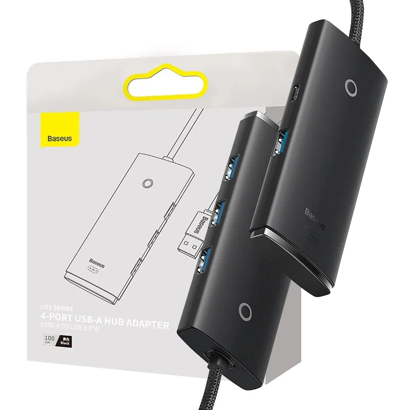 Hub 4in1 Baseus Lite Series USB to 4x USB 3.0, 1m (Black) Hub 4in1 Baseus Lite Series USB to 4x USB 3.0, 1m (Black)