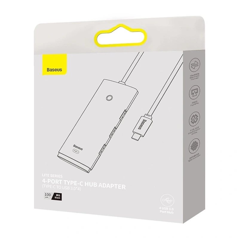 Baseus Lite Series Hub 4in1 USB-C to 4x USB 3.0 + USB-C, 1m (Black) Baseus Lite Series Hub 4in1 USB-C to 4x USB 3.0 + USB-C, 1m (Black)