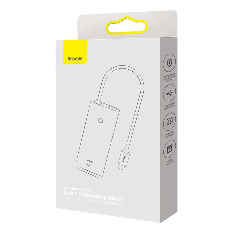 Baseus Lite Series Hub 6w1 USB-C to 2x USB 3.0 + USB-C + HDMI + SD/TF (black) Baseus Lite Series Hub 6w1 USB-C to 2x USB 3.0 + USB-C + HDMI + SD/TF (black)