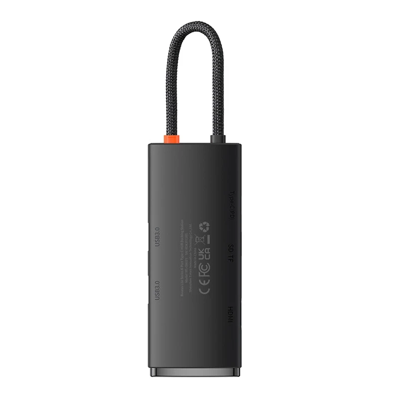 Hub 6w1 Baseus Lite Series USB-C to 2x USB 3.0 + USB-C PD + HDMI + SD/TF (black) Hub 6w1 Baseus Lite Series USB-C to 2x USB 3.0 + USB-C PD + HDMI + SD/TF (black)
