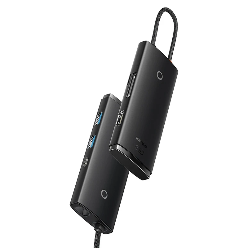 Hub 6w1 Baseus Lite Series USB-C to 2x USB 3.0 + USB-C PD + HDMI + SD/TF (black) Hub 6w1 Baseus Lite Series USB-C to 2x USB 3.0 + USB-C PD + HDMI + SD/TF (black)