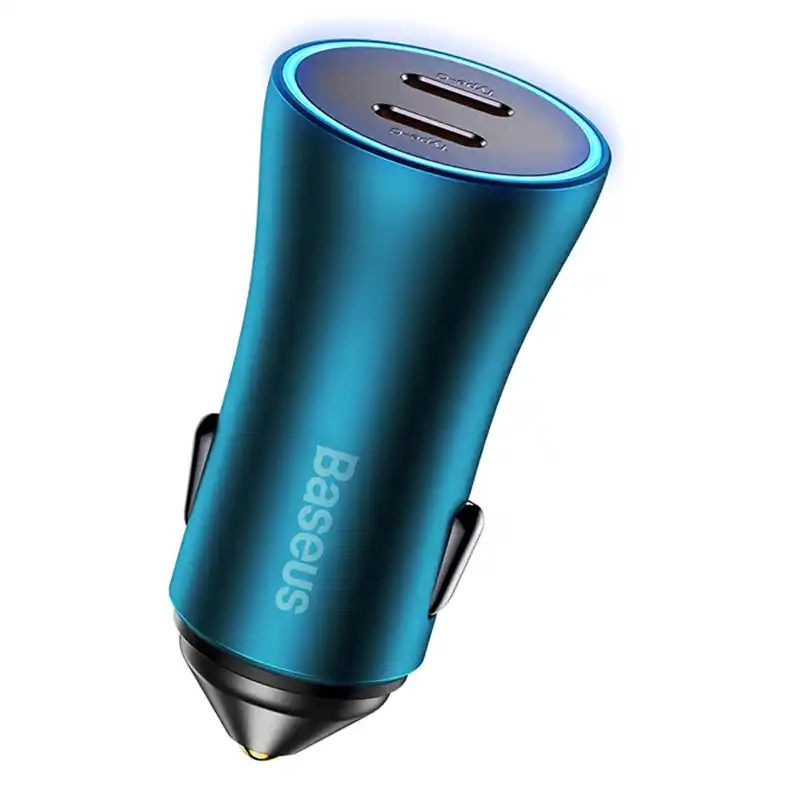 Baseus Golden Contactor Pro car charger, 2x USB-C, 40W (blue) Baseus Golden Contactor Pro car charger, 2x USB-C, 40W (blue)
