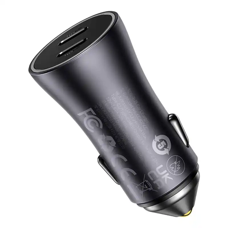 Baseus Golden Contactor Pro car charger, 2x USB-C, 40W (Dark Gray) Baseus Golden Contactor Pro car charger, 2x USB-C, 40W (Dark Gray)