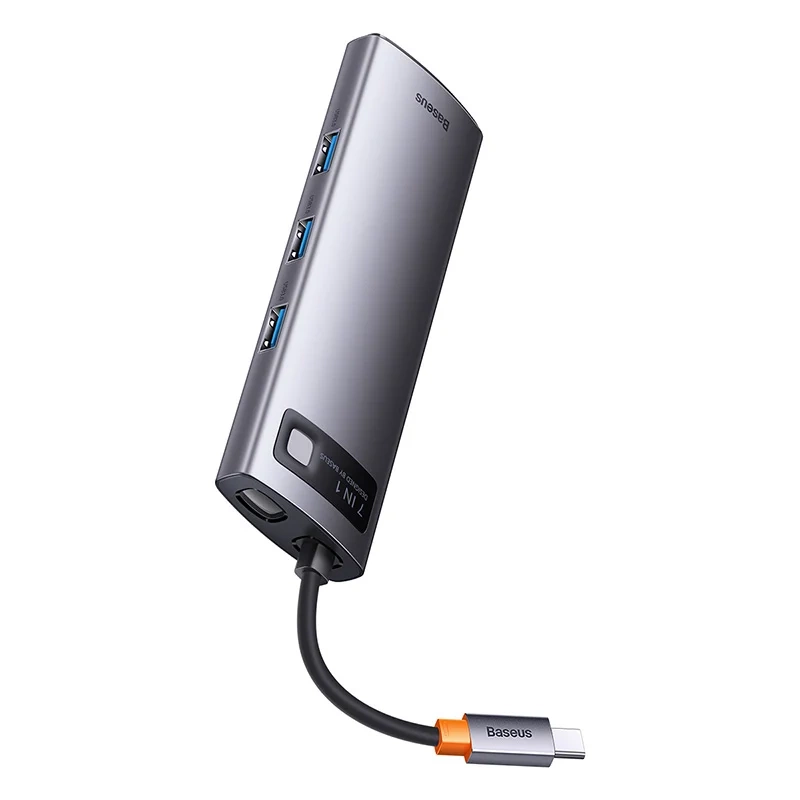 Hub 7in1 Baseus Metal Gleam Series, USB-C to 3x USB 3.0 + 2x HDMI + USB-C PD + Ethernet RJ45 Hub 7in1 Baseus Metal Gleam Series, USB-C to 3x USB 3.0 + 2x HDMI + USB-C PD + Ethernet RJ45