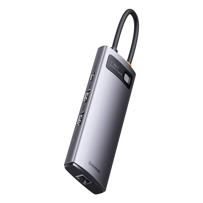 Hub 7in1 Baseus Metal Gleam Series, USB-C to 3x USB 3.0 + 2x HDMI + USB-C PD + Ethernet RJ45 Hub 7in1 Baseus Metal Gleam Series, USB-C to 3x USB 3.0 + 2x HDMI + USB-C PD + Ethernet RJ45