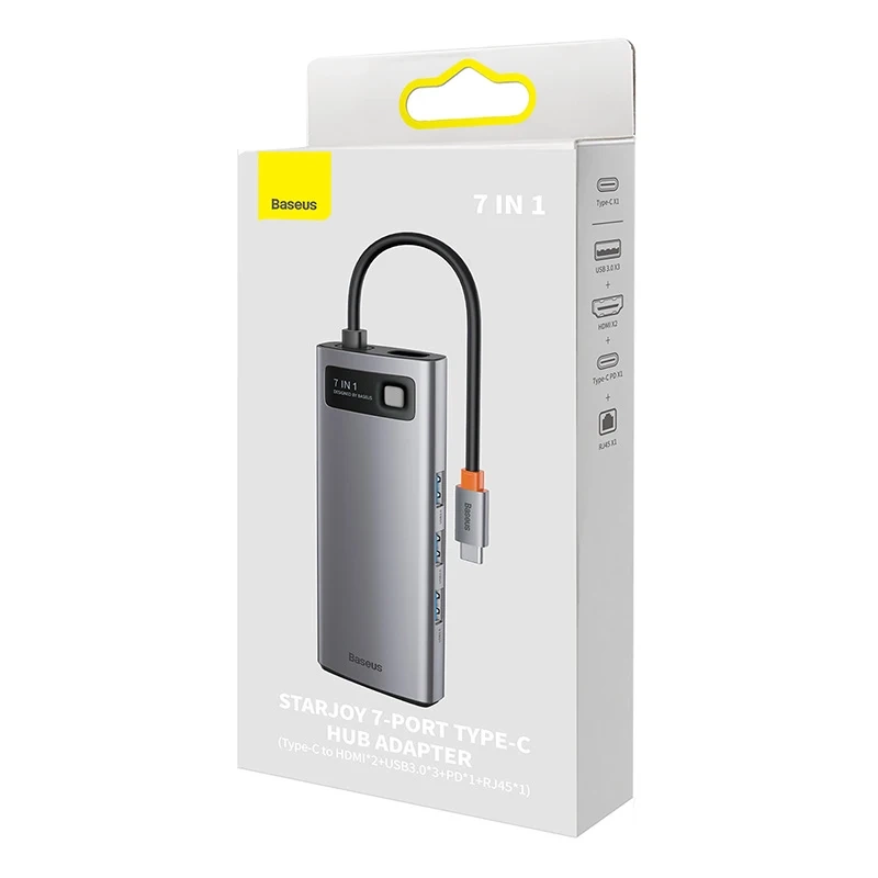 Hub 7in1 Baseus Metal Gleam Series, USB-C to 3x USB 3.0 + HDMI + USB-C PD + VGA + Ethernet RJ45 Hub 7in1 Baseus Metal Gleam Series, USB-C to 3x USB 3.0 + HDMI + USB-C PD + VGA + Ethernet RJ45