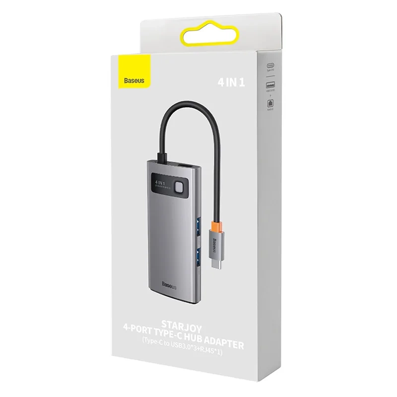 Hub 4in1 Baseus Metal Gleam Series, USB-C to 3x USB 3.0 + Ethernet RJ45 Hub 4in1 Baseus Metal Gleam Series, USB-C to 3x USB 3.0 + Ethernet RJ45