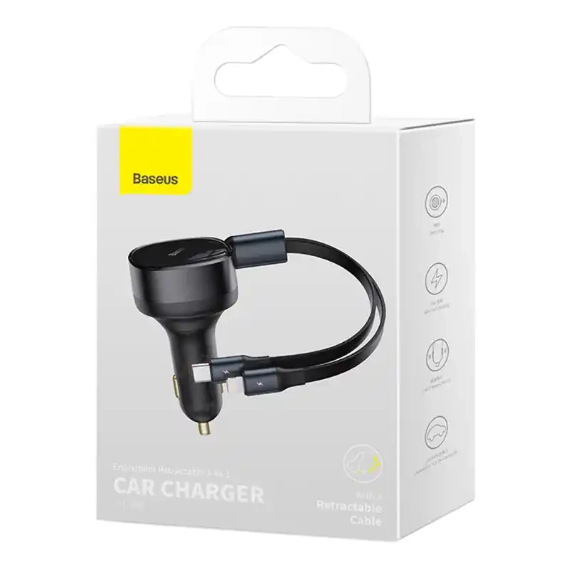 Car Charger Baseus Enjoyment with cable USB-C + Lightning 3A, 30W (Black) Car Charger Baseus Enjoyment with cable USB-C + Lightning 3A, 30W (Black)