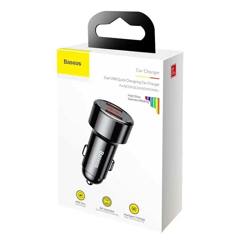 Ładowarka samochodowa Baseus Magic 2x USB QC 3.0 45W (czarna) Ładowarka samochodowa Baseus Magic 2x USB QC 3.0 45W (czarna)
