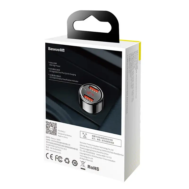Ładowarka samochodowa Baseus Magic 2x USB QC 3.0 45W (czarna) Ładowarka samochodowa Baseus Magic 2x USB QC 3.0 45W (czarna)