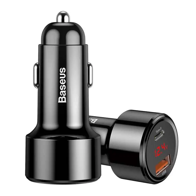 Ładowarka samochodowa Baseus Magic USB + USB-C QC 4.0 PD 45W (czarna) Ładowarka samochodowa Baseus Magic USB + USB-C QC 4.0 PD 45W (czarna)