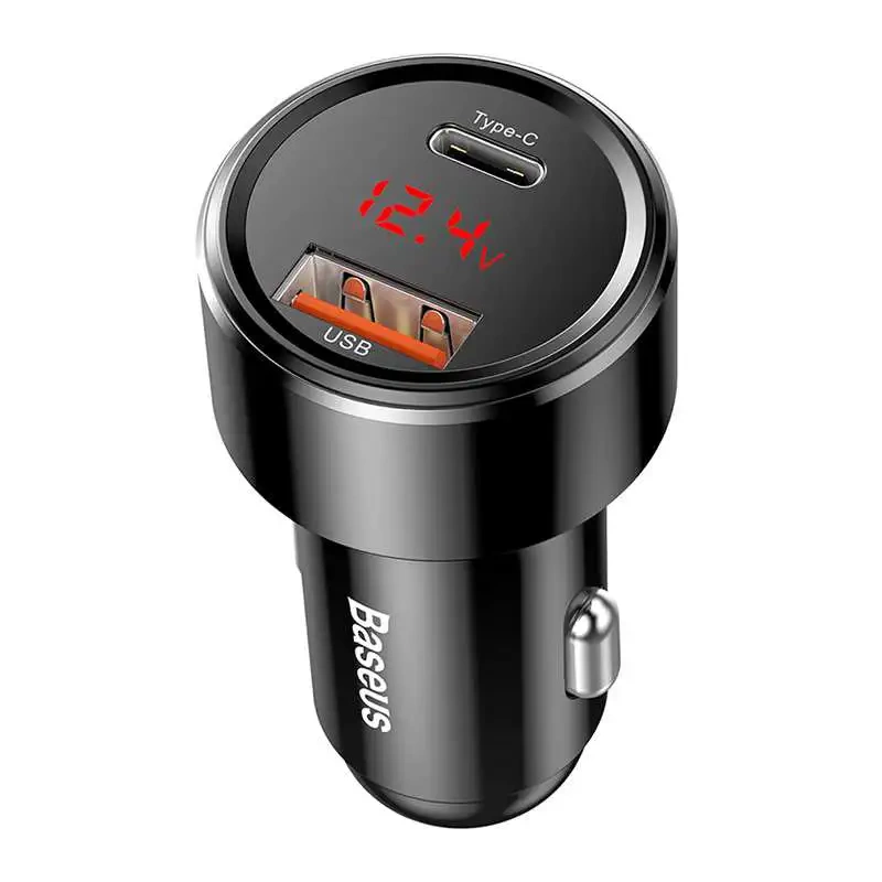 Ładowarka samochodowa Baseus Magic USB + USB-C QC 4.0 PD 45W (czarna) Ładowarka samochodowa Baseus Magic USB + USB-C QC 4.0 PD 45W (czarna)