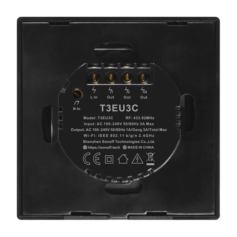 Touch light switch WiFi + RF 433 Sonoff T3 EU TX (2-channel)