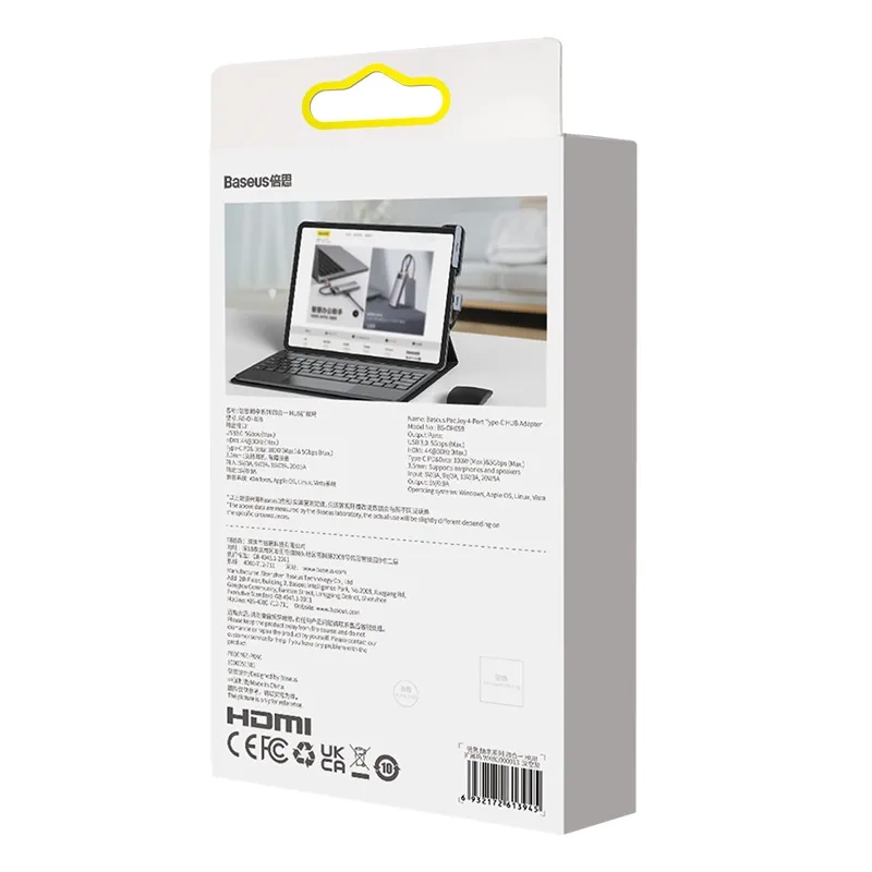 Hub 4in1 Baseus PadJoy Series USB-C to USB 3.0 + HDMI + USB-C PD + jack 3.5mm (Grey) Hub 4in1 Baseus PadJoy Series USB-C to USB 3.0 + HDMI + USB-C PD + jack 3.5mm (Grey)