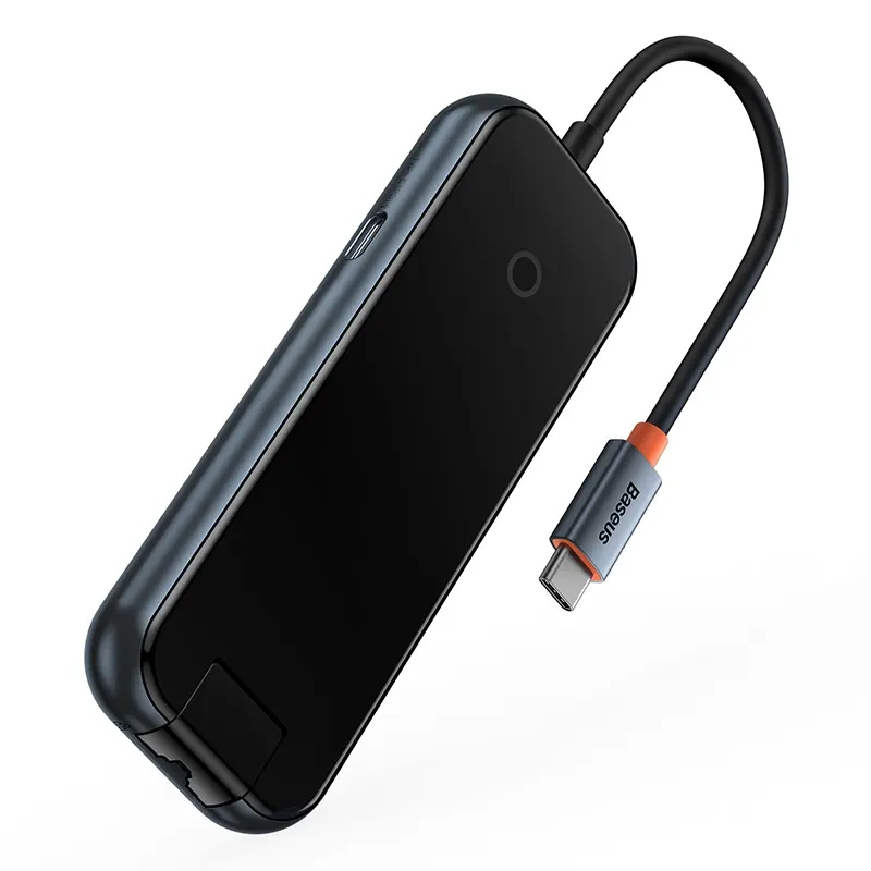 Hub 5in1 Baseus AcmeJoy series USB-C to 2xUSB 3.0 + USB 2.0 + USB-C PD + RJ45 (dark grey) Hub 5in1 Baseus AcmeJoy series USB-C to 2xUSB 3.0 + USB 2.0 + USB-C PD + RJ45 (dark grey)