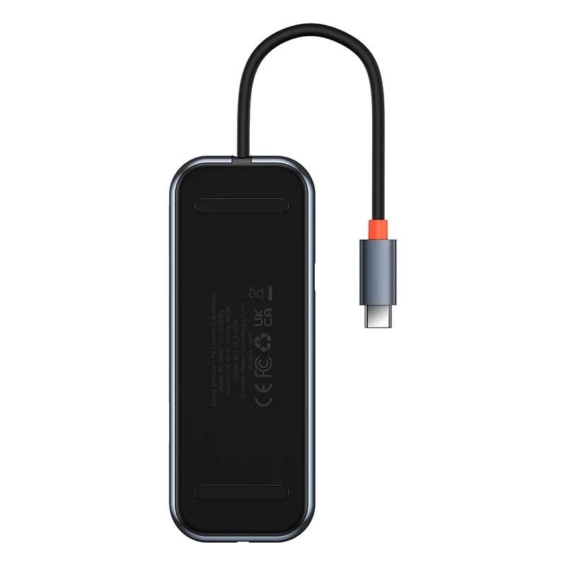 Hub 5in1 Baseus AcmeJoy series USB-C to 2xUSB 3.0 + USB 2.0 + USB-C PD + RJ45 (dark grey) Hub 5in1 Baseus AcmeJoy series USB-C to 2xUSB 3.0 + USB 2.0 + USB-C PD + RJ45 (dark grey)