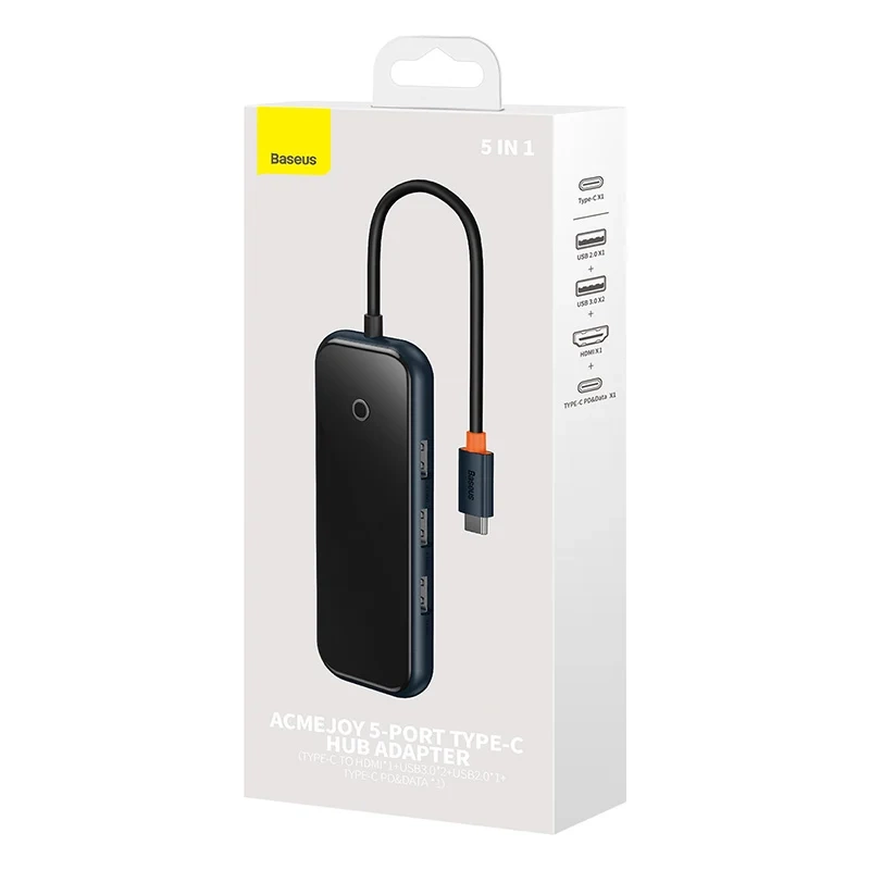 Hub 5in1 Baseus AcmeJoy series USB-C to 2xUSB 3.0 + USB 2.0 + USB-C PD + HDMI (dark grey) Hub 5in1 Baseus AcmeJoy series USB-C to 2xUSB 3.0 + USB 2.0 + USB-C PD + HDMI (dark grey)