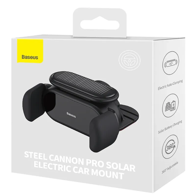 Solar Electric Car Phone Holder Baseus Steel Cannon Pro (Black) Solar Electric Car Phone Holder Baseus Steel Cannon Pro (Black)